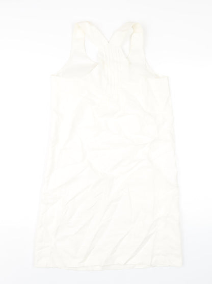NEXT Womens Ivory Linen Tank Dress Size 8 Round Neck Pullover