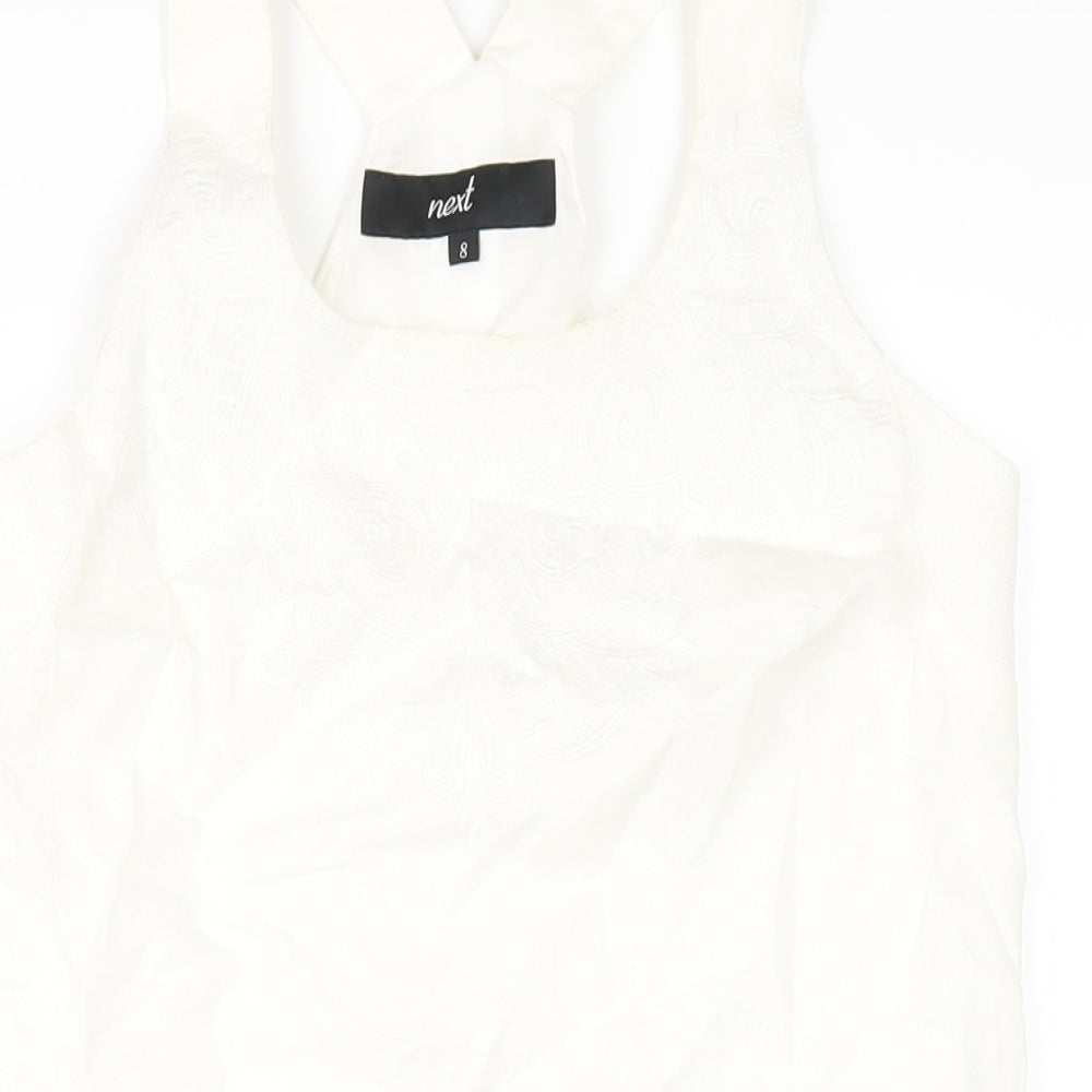 NEXT Womens Ivory Linen Tank Dress Size 8 Round Neck Pullover