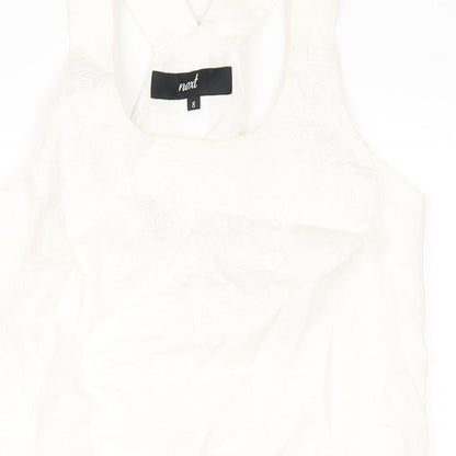 NEXT Womens Ivory Linen Tank Dress Size 8 Round Neck Pullover
