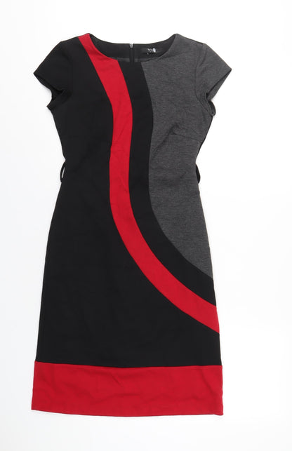 BHS Womens Multicoloured Polyester A-Line Size 8 Round Neck Zip