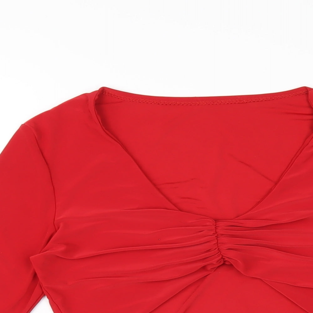 Womens UK Size 8 PRETTYLITTLETHING Red Cropped T-Shirt