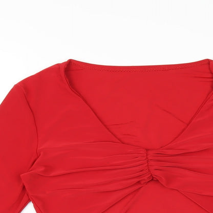 Womens UK Size 8 PRETTYLITTLETHING Red Cropped T-Shirt