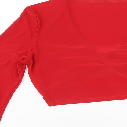 Womens UK Size 8 PRETTYLITTLETHING Red Cropped T-Shirt