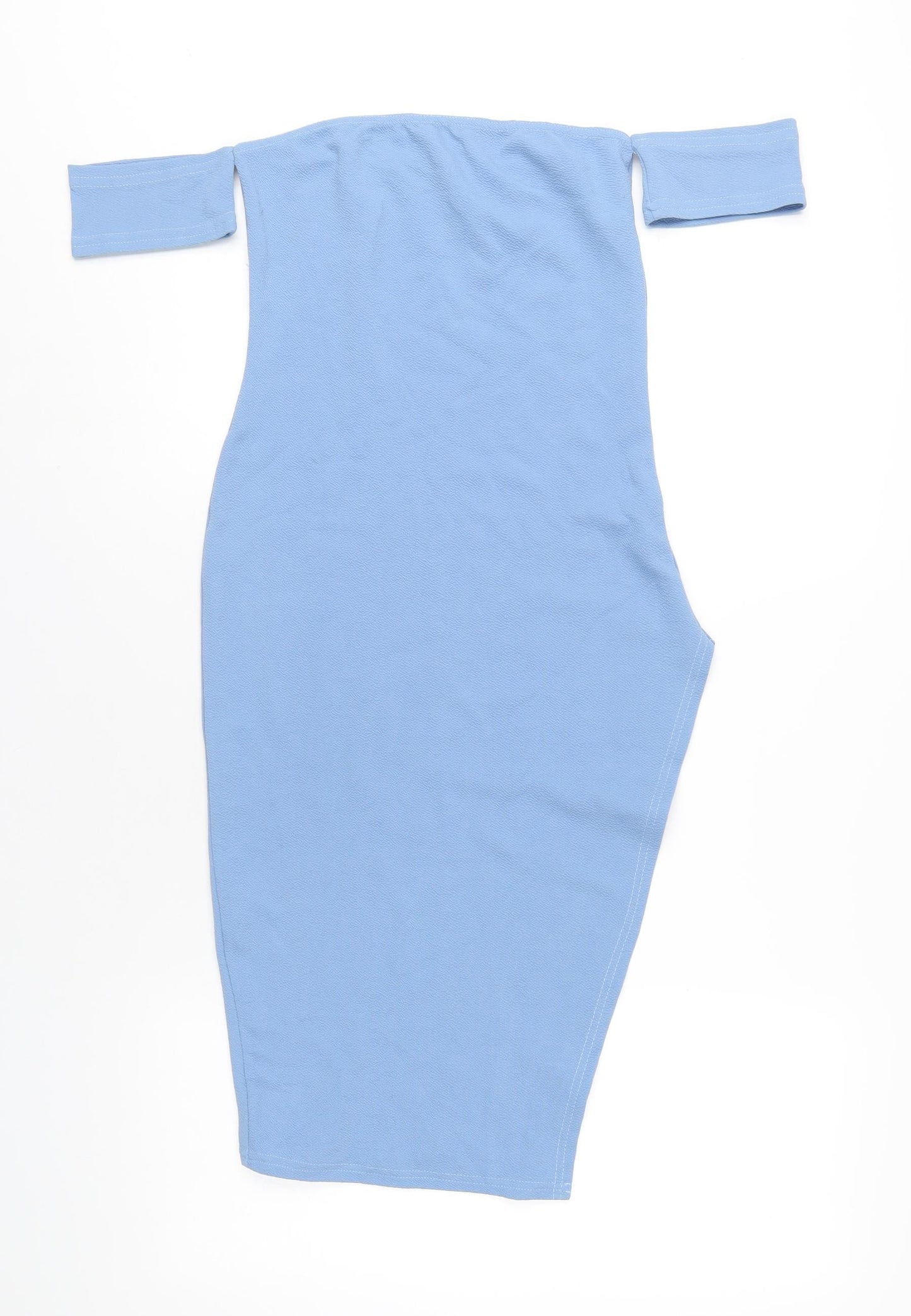 PRETTYLITTLETHING Womens Blue Polyester Bodycon Size 10 Off the Shoulder Pullover