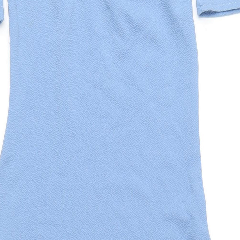 PRETTYLITTLETHING Womens Blue Polyester Bodycon Size 10 Off the Shoulder Pullover