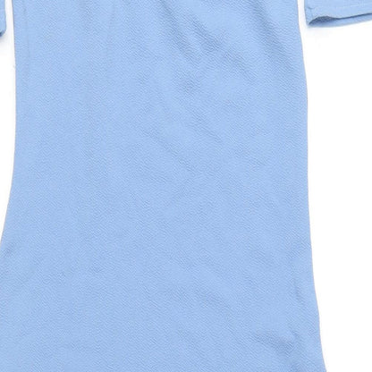 PRETTYLITTLETHING Womens Blue Polyester Bodycon Size 10 Off the Shoulder Pullover