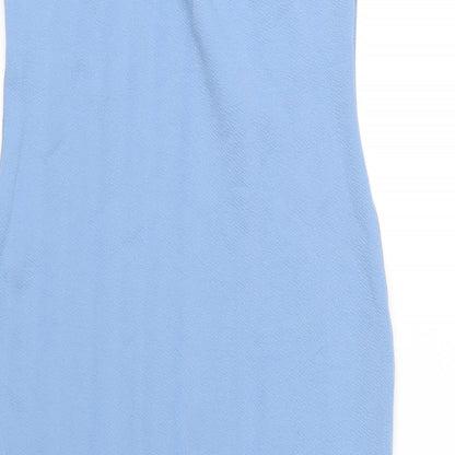 PRETTYLITTLETHING Womens Blue Polyester Bodycon Size 10 Off the Shoulder Pullover