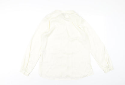 H&M Womens Ivory Polyester Basic Blouse Size 10 V-Neck