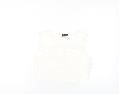 Womens UK Size 12 Topshop Ivory Basic Tank
