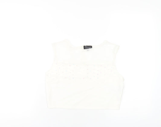 Womens UK Size 12 Topshop Ivory Basic Tank