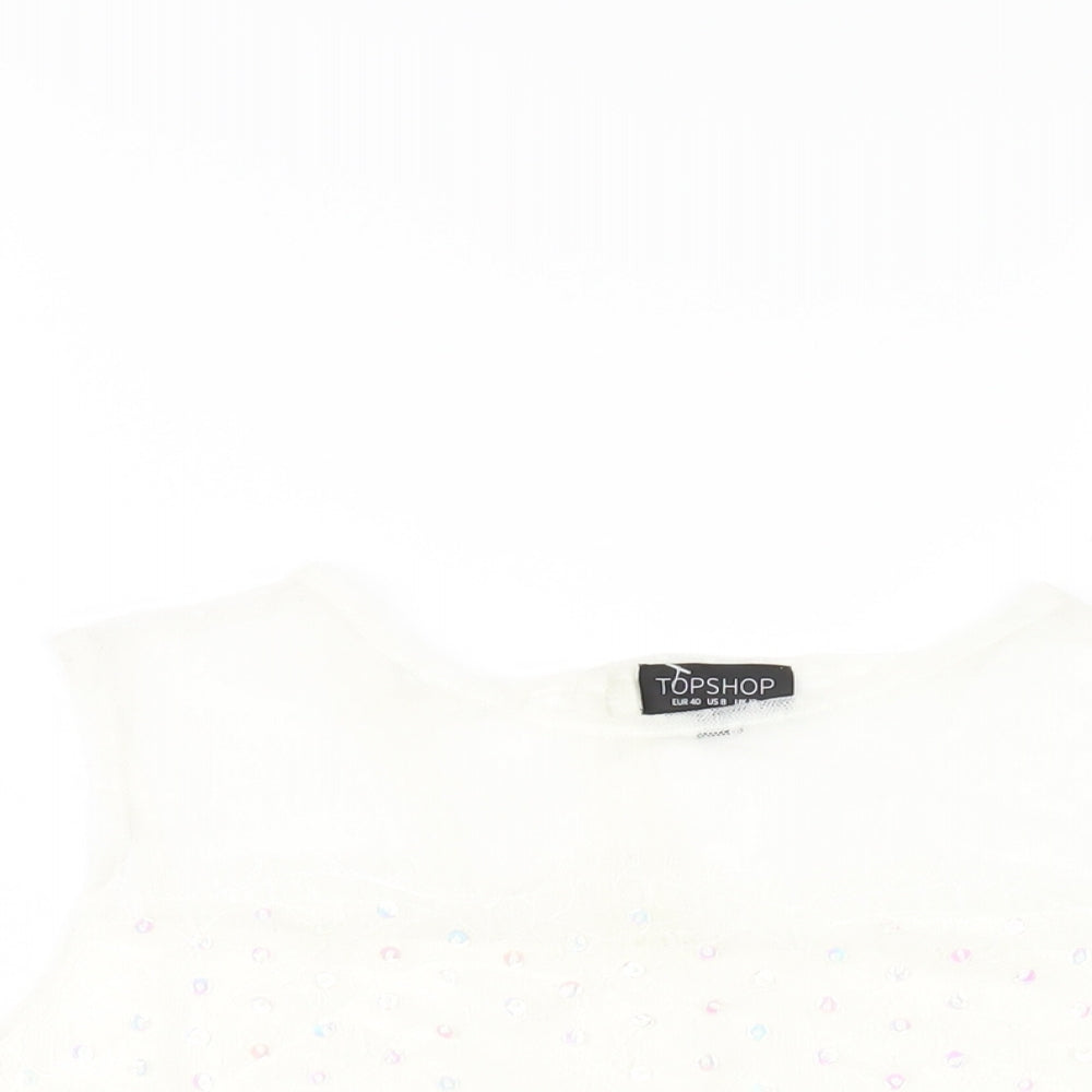 Womens UK Size 12 Topshop Ivory Basic Tank