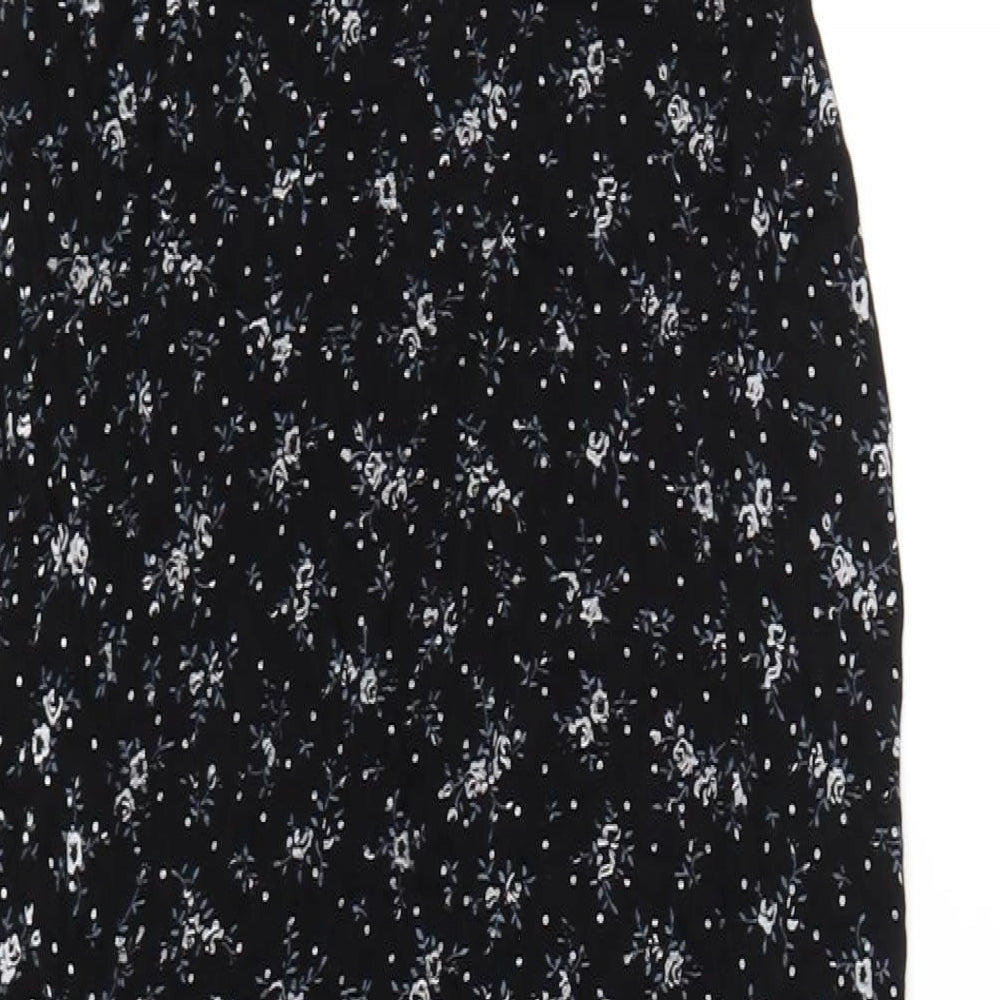 PRETTYLITTLETHING Womens Black Floral Viscose Maxi Size 8 V-Neck Pullover