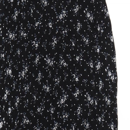 PRETTYLITTLETHING Womens Black Floral Viscose Maxi Size 8 V-Neck Pullover