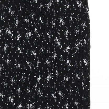 PRETTYLITTLETHING Womens Black Floral Viscose Maxi Size 8 V-Neck Pullover