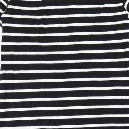 New Look Womens Black Striped Cotton Bodycon Size 12 Round Neck Pullover