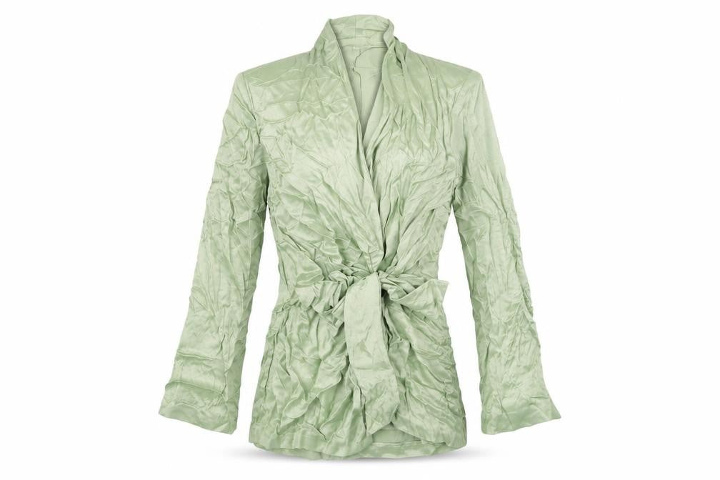 Zara Womens Green Viscose Jacket Dress Size M V-Neck Button