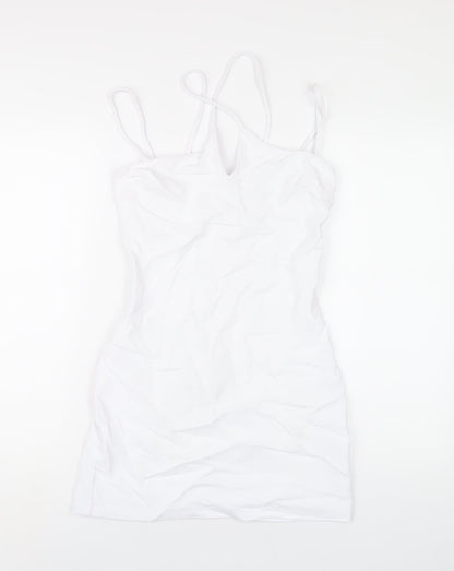 Zara Womens White Polyester Bodycon Size S V-Neck Zip