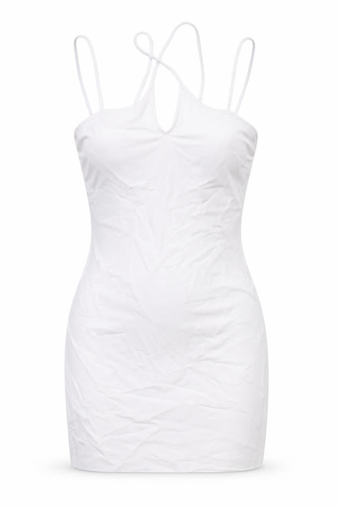 Zara Womens White Polyester Bodycon Size S V-Neck Zip