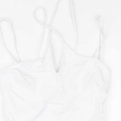 Zara Womens White Polyester Bodycon Size S V-Neck Zip