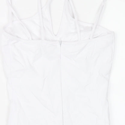 Zara Womens White Polyester Bodycon Size S V-Neck Zip
