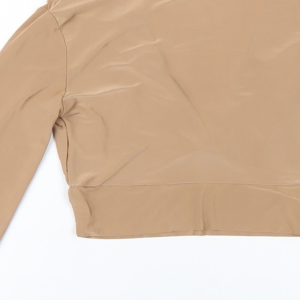 Quiz Womens Brown Polyester Basic T-Shirt Size 8 V-Neck