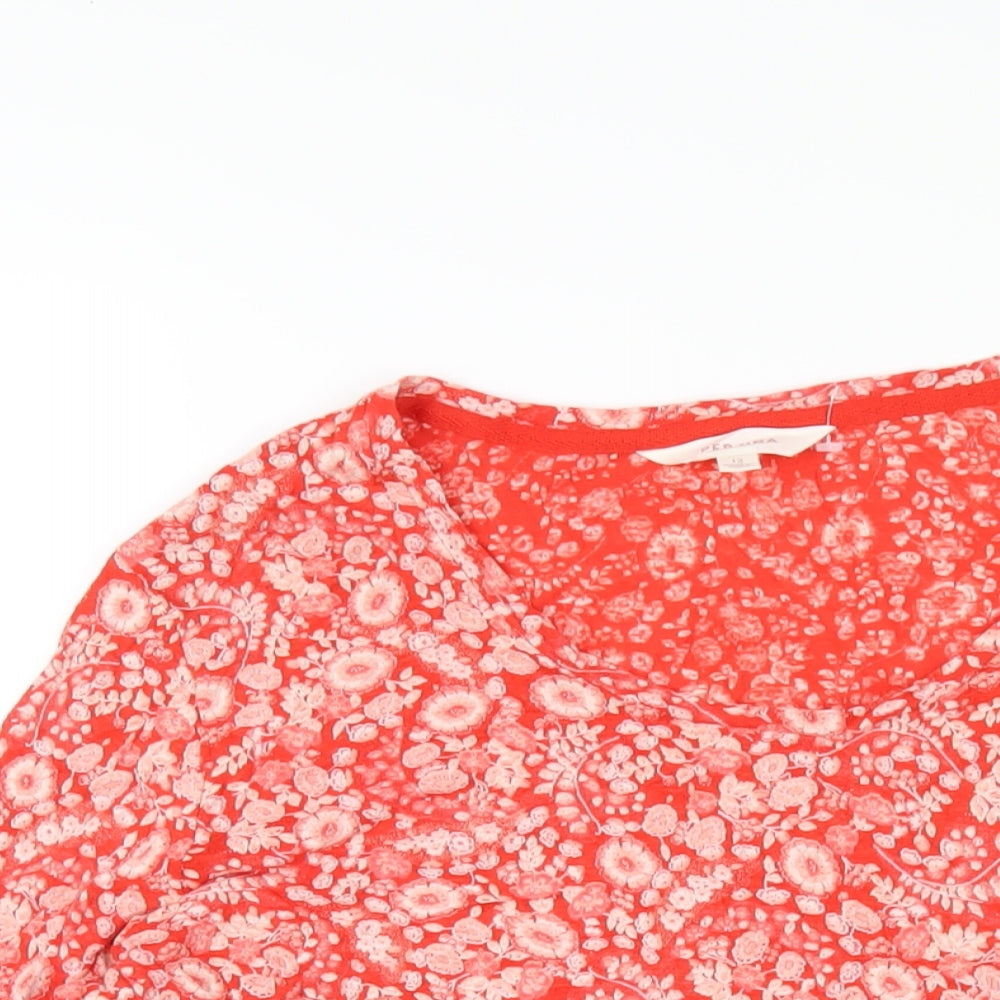 Womens UK Size 12 Per Una Red Basic T-Shirt
