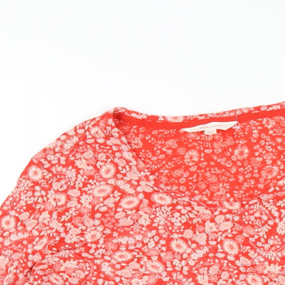 Womens UK Size 12 Per Una Red Basic T-Shirt