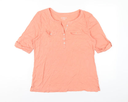 Croft & Barrow Womens Orange Cotton Basic T-Shirt Size M V-Neck
