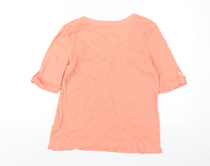 Croft & Barrow Womens Orange Cotton Basic T-Shirt Size M V-Neck