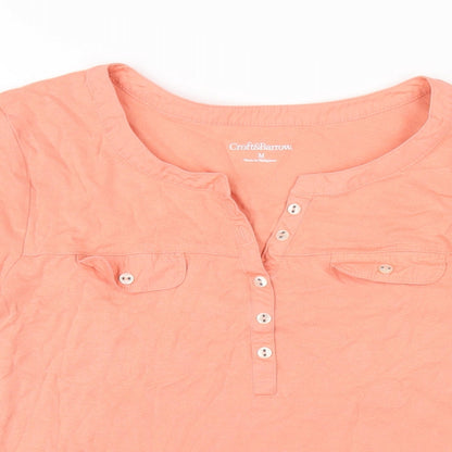 Croft & Barrow Womens Orange Cotton Basic T-Shirt Size M V-Neck