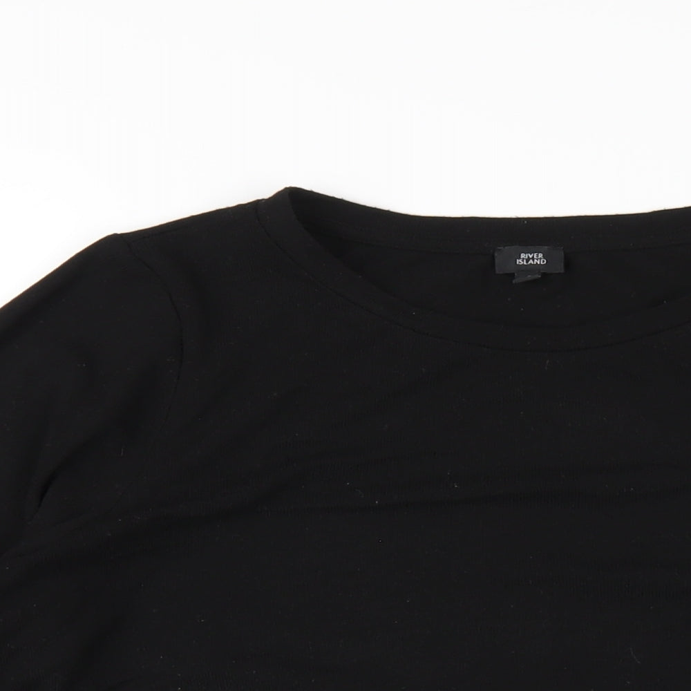 Womens UK Size 12 River Island Black Basic T-Shirt