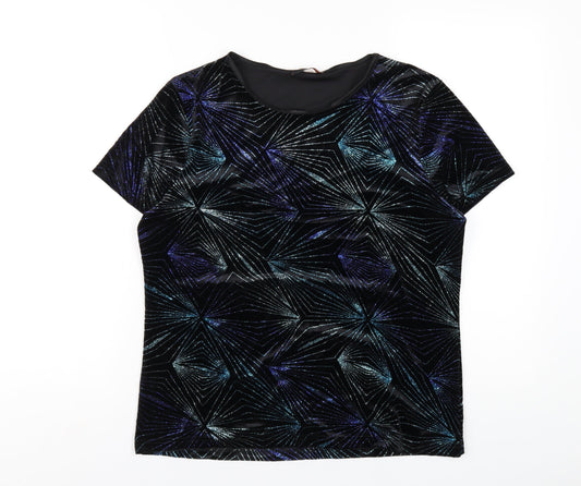 Womens UK Size L Anna Rose Black Basic T-Shirt