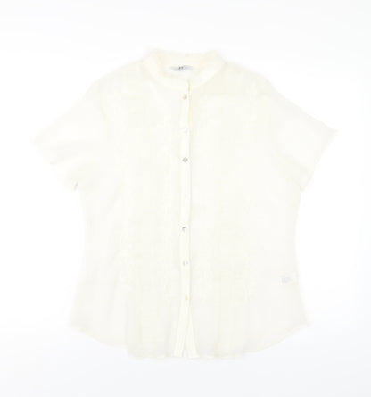 Womens UK Size 14 Joanna Hope Ivory Basic Button-Up