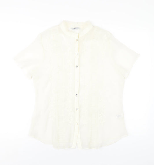 Womens UK Size 14 Joanna Hope Ivory Basic Button-Up