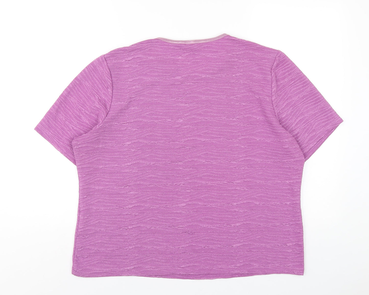 EWM Womens Purple Polyester Basic T-Shirt Size 18 Round Neck