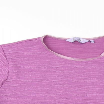 EWM Womens Purple Polyester Basic T-Shirt Size 18 Round Neck