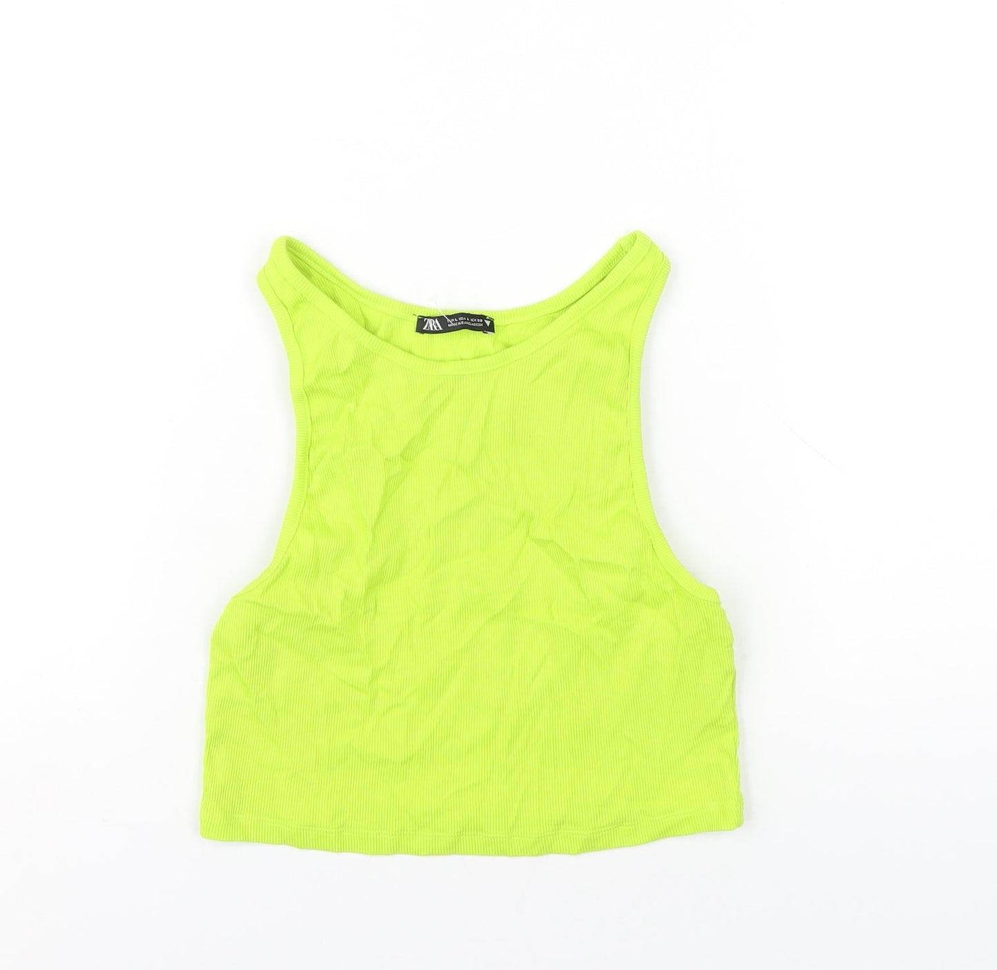 Womens UK Size L Zara Green Basic Tank