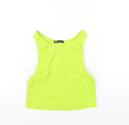 Womens UK Size L Zara Green Basic Tank