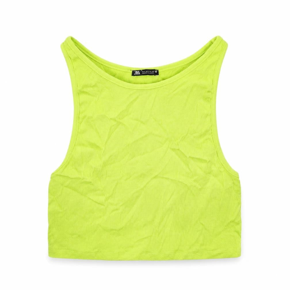Womens UK Size L Zara Green Basic Tank