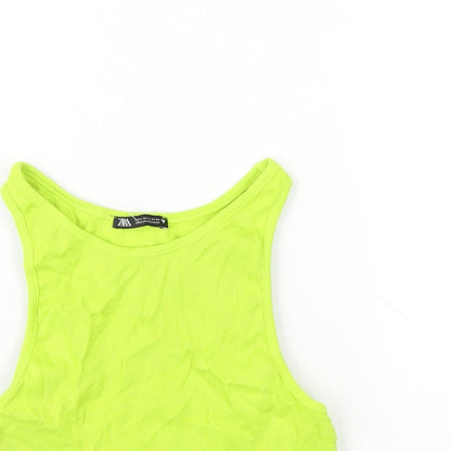 Womens UK Size L Zara Green Basic Tank