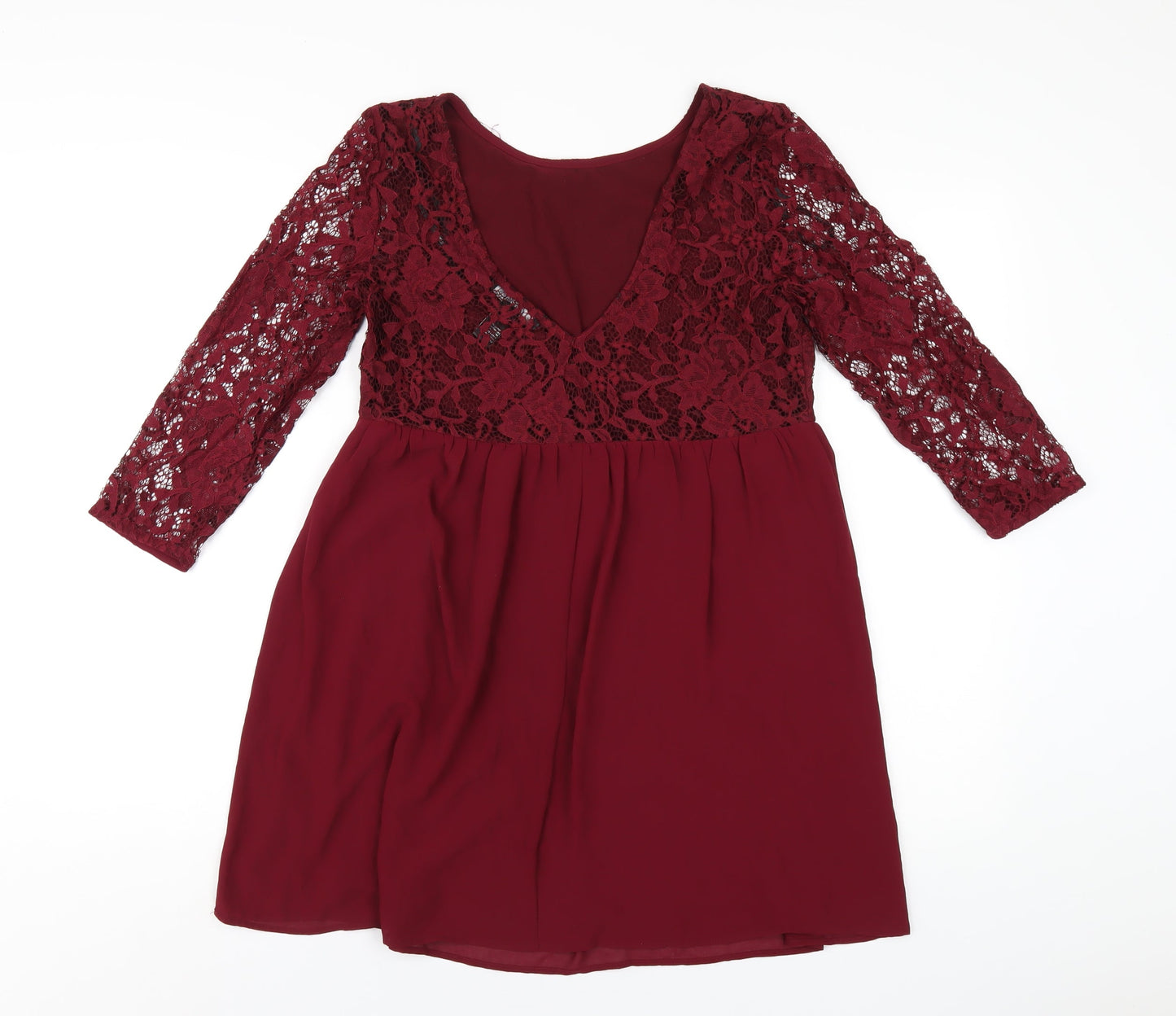 FOREVER 21 Womens Red Polyester A-Line Size S Round Neck Pullover