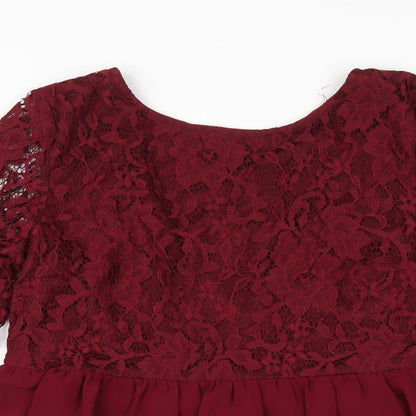 FOREVER 21 Womens Red Polyester A-Line Size S Round Neck Pullover