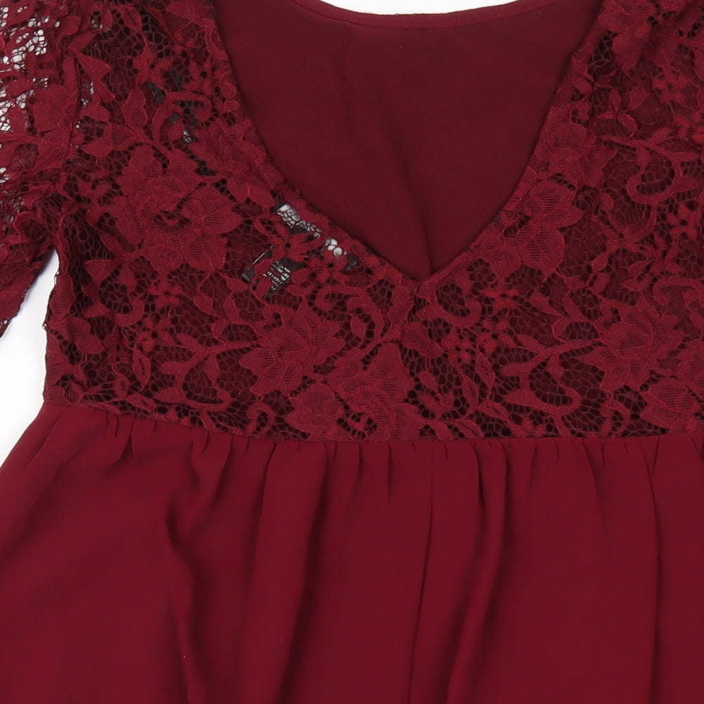 FOREVER 21 Womens Red Polyester A-Line Size S Round Neck Pullover