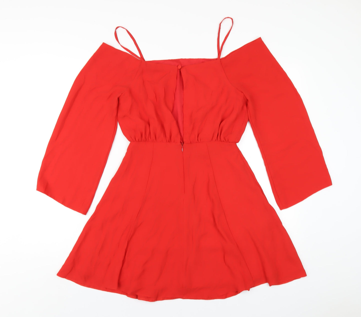 ASOS Womens Red Polyester A-Line Size 8 Square Neck Zip