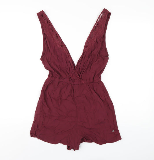 Pull&Bear Womens Purple Viscose Playsuit One-Piece Size M Pullover