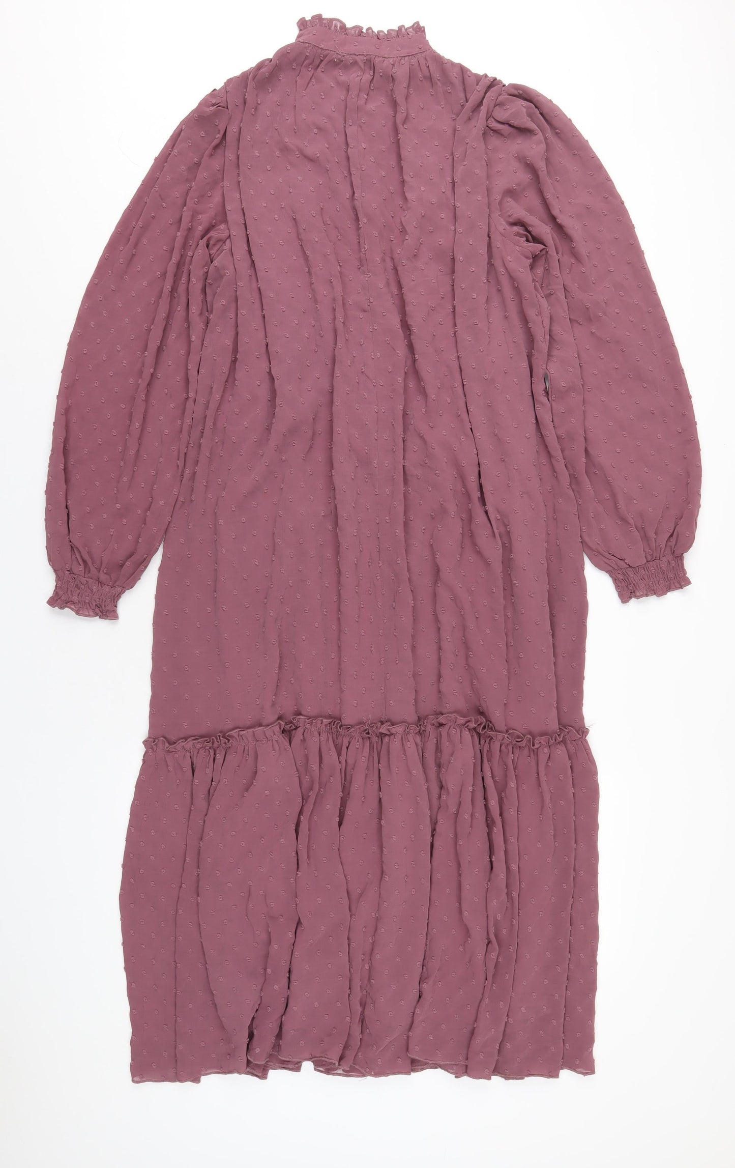 Missguided Womens Purple Polyester A-Line Size 10 Mock Neck Button