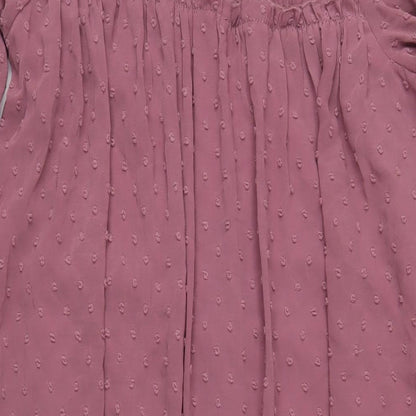 Missguided Womens Purple Polyester A-Line Size 10 Mock Neck Button