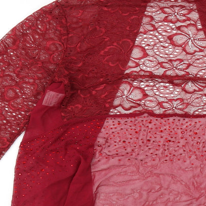 Womens UK Size S Saloos Red Kimono Blouse