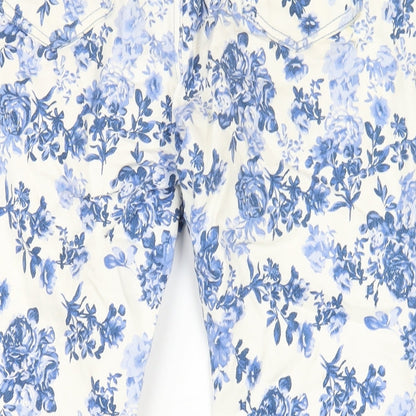 Lotties Womens Blue Floral Cotton Skinny Jeans Size 12 L27 in Regular Zip