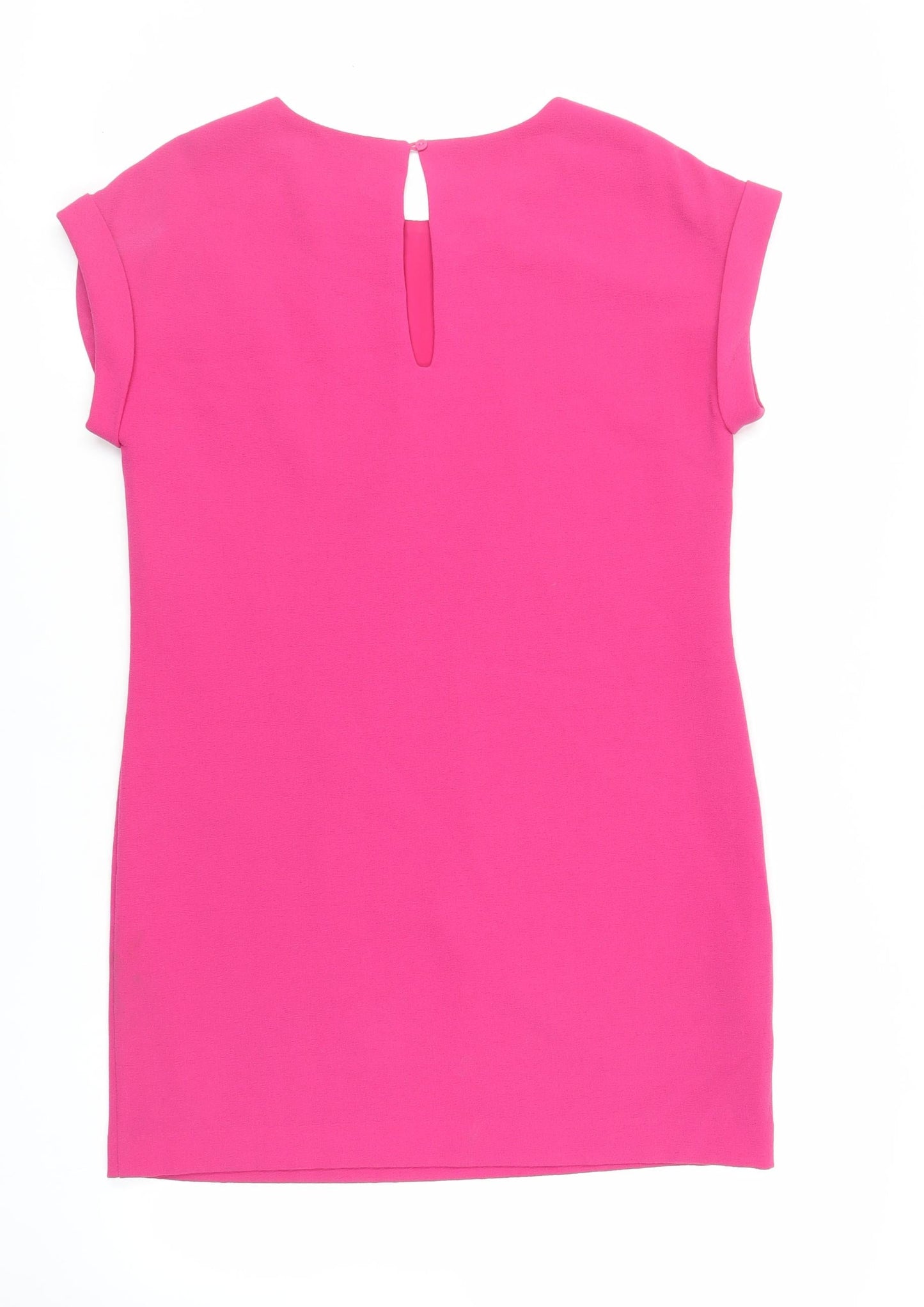 NEXT Womens Pink Polyester Shift Size 12 Round Neck Button